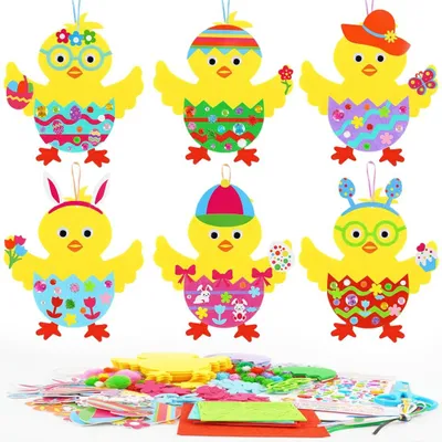 Productafbeelding van DIY Paaskuiken Knutselset voor Kinderen, 12 Stuks