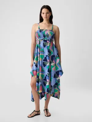 Produktbild von GAP Gemustertes Ärmelloses Midikleid mit Spaghettiträgern und asymmetrischer Länge XXS