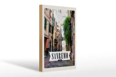 Produktbild von Holzschild Reise 20x30cm Sanremo Italien Ansicht Architektur