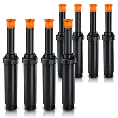 Produktbild von Brandson Versenkregner, Sprühregner, 8er Set, Rasensprinkler versenkbar, Gartensprinkler, bis 25 m², 10 cm lang, Rasensprenger, Gartenbewässerung, einstellbarer Sprühkopf