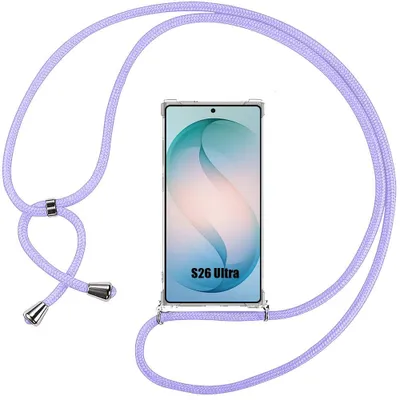 Image de Coque pour Samsung Galaxy S26 Ultra, Protection Silicone Renforcée avec Cordon Violet Réglable