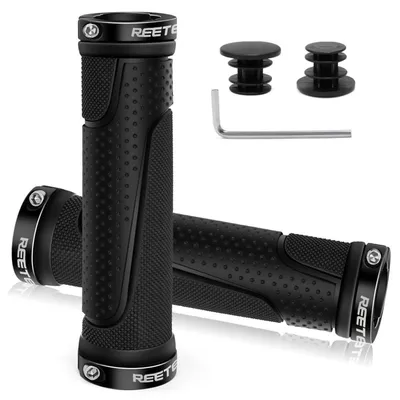 Obrázok produktu pre Ergonomické, protišmykové rukoväte na bicykel, hliník, priemer 22,2 mm, čierna farba, dĺžka 130 mm