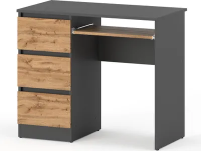 Zdjęcie produktu dla Biurko Szkolne Komputerowe Loft 3 Szuflady 90Cm Dla Dziecka Szary Wotan