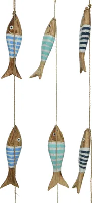 Produktbild von Fisch Deko Maritim 100cm Holz zum Aufhängen Blau Natur 1 Stk. sortiert