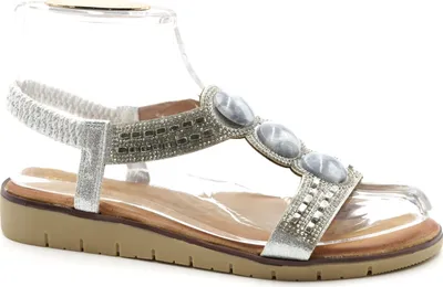 Produktbild von Damensandalen Riemchensandalen BQ207 Silver Größe: 37 Hersteller: Sonderpostendiscount Materialzusammensetzung: Kunstleder,Syntetik