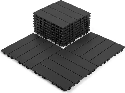 Produktbild von Jayseuw 55 Stück Terrassenfliesen 30x30cm Balkonfliesen Kunststoffboden mit klicksystem Holzfliesen anthrazit 5 m²