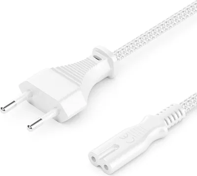 Produktbild von deleyCON 7,5m Netzkabel Stromkabel Euro-Stecker Typ C auf C7 (Nylon Kabel) Eurokabel Flachstecker 2,5A für C8 Buchse TV, Soundbar, PS4, PS5, Netzteile, Kleingeräte usw. - Weiß