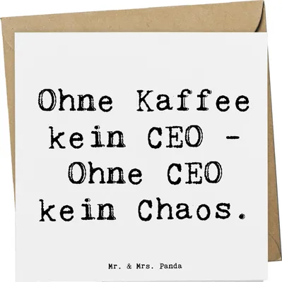 Produktbild von Mr. & Mrs. Panda doppelkarte Spruch CEO ohne Chaos - Weiß - Geschenk, anlasskarte, faltkarte, Geschäftsstrategie, Arbeitsalltag, Geschenke für Berufstätige, Beruf