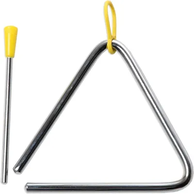 Productafbeelding van Triangel met Hamer - Percussie Instrument Slagwerkinstrument - Muziek Maken - Robuust Staal Ontwerp - 14 cm - Zilver