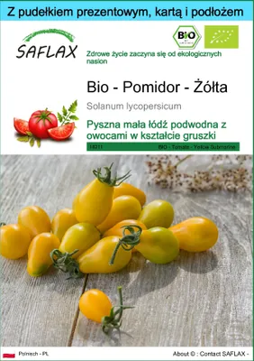 Zdjęcie produktu dla SAFLAX - Zestaw prezentowy - Bio - Pomidor - Żółta - 10 Nasiona - Z pudełkiem upominkowym, etykietą wysyłkową, kartą podarunkową i podłożem uprawowym - Solanum lycopersicum