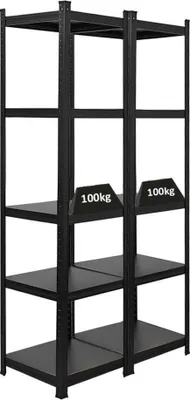 Produktbild von Mega Deal | 2x All Black Series Schwerlastregal Ragnar | HxBxT 180x45x45cm | Fachlast 100kg | Matt Schwarz