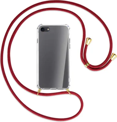 Produktbild von Handykette Backcover-Schutzhülle mit Band (Metall goldfarben) für Apple iPhone 7, iPhone 8 - dunkelrot
