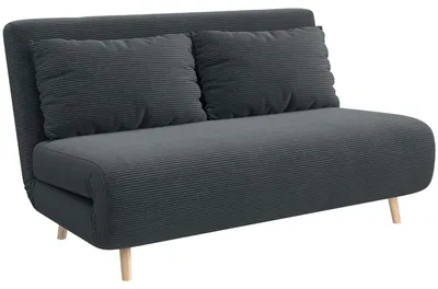 Produktbild von Schlafsofa, Gästebett, 3-fach verstellbare Rückenlehne, Kordoptik, bis 120 kg, 141 x 90 x 81 cm, Dunkelgrau