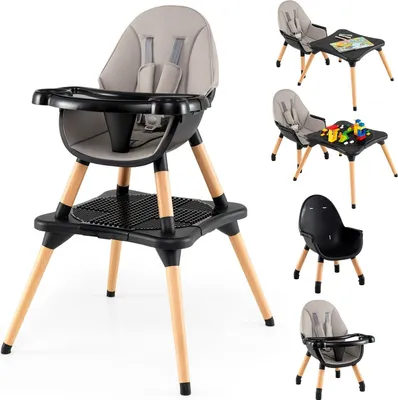 Produktbild von 6-in-1 Babyhochstuhl mit Bausteintisch und Doppeltablett