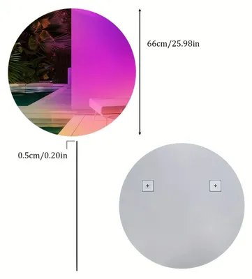 Immagine prodotto di Specchio da parete iridescente - specchio rotondo - specchio senza cornice - specchio decorativo - specchio da parete in vetro - 66 cm