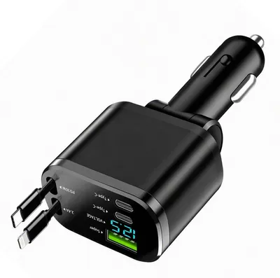 5-in-1 Autolader 100W USB-C & Lightning Kabel Zigarettenanzünder