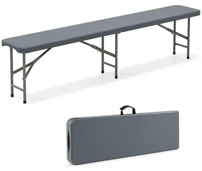 Obrázek produktu pro Skládací lavice NP11982GR, 180 x 30 x 43 cm, odolná až 600 kg, šedá