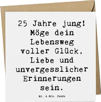 Produktbild von Mr. & Mrs. Panda Deluxe Karte Spruch 25. Geburtstag Glück - Weiß - Geschenk, Glückwunschkarte, Erinnerungen, unvergessliche, Liebe, anlasskarte, Glückwunsch, doppelkarte