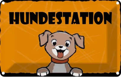 Zdjęcie produktu dla vianmo Blaszany znak 20x30 cm Hundestation orange