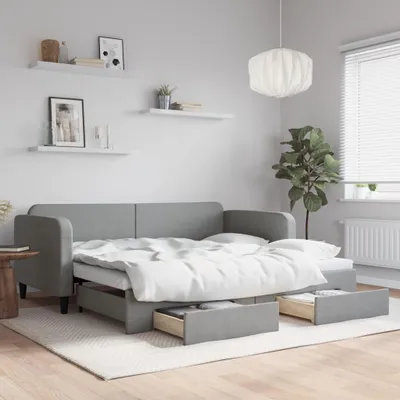 Obrázok produktu pre vidaXL Rozkladacia posteľ so zásuvkami Svetlo šedá 90x200 cm Látka