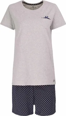 Produktbild von TOM TAILOR Damen Schlafanzug - Sleepwear, Rundhals, kurzarm Blau/Weiß XL