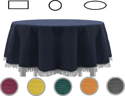 Produktbild von Gartentischdecke mit Fransen Tischdecke rund oval eckig Classic 160 cm rund blau