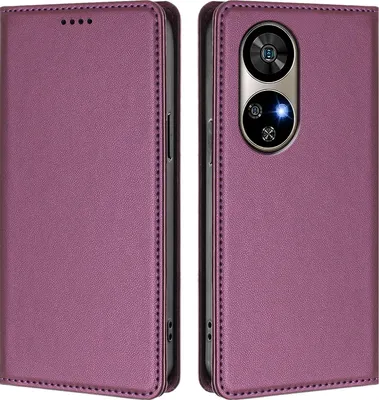 Obrázek produktu pro Kožené pouzdro pro Ulefone Note 17 Pro, magnetické flipové pouzdro zPolyuretankůže se stojánkem Fialová