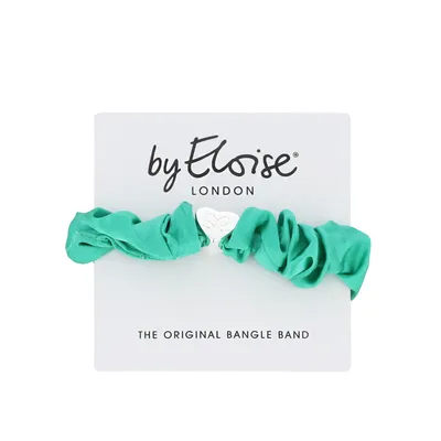 Produktbild von By Eloise London Silver Heart Silk Scrunchie Jungle Green