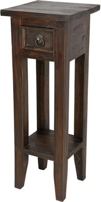 Produktbild von Holz Beistelltisch mit Schublade Mahagoni braun kolonial Nachttisch Dekotisch