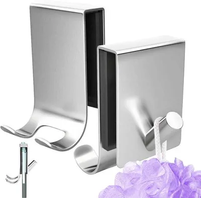 Produktbild von Famanu Duschhaken Set – 2 Stück, bohrfrei, für Glasdicken von 5-10 mm