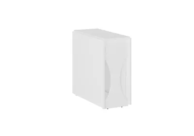 A white, modern-looking storage unit or cabinet.