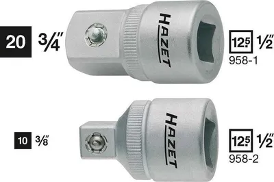 Image de Raccord réducteur Hazet 958-2 - Carré creux 12,5 mm (1/2 pouce) - Carré plein 10 mm ( | 958-2