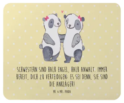 Produktbild von Mr. & Mrs. Panda Mouse Pad Schwesternwunder - Gelb Pastell - Geschenk, Freude, mauspad pc, Familienmitglieder, geschwisterstreit, Mousepad, liebe unter geschwistern
