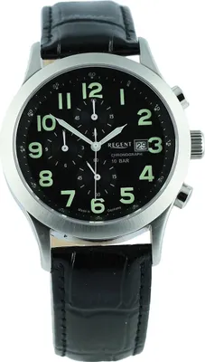 Image de Regent cuir hommes montre quartz noir bracelet en cuir D2UR1112504