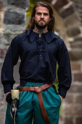Produktbild von Rundkragenhemd Schwarz "Athos" L