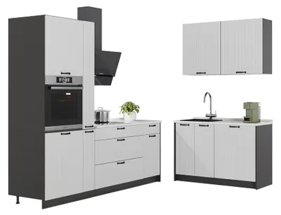 Obrázok produktu pre Kuchyňa Vicco Fame-Line Biely vidiecky dom/antracitová 220 x 120 cm, AP Antracit, Model 64968