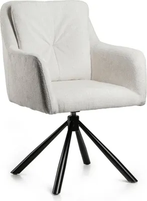 Zdjęcie produktu dla HowHomely | Krzesło tapicerowane - Krzesło obrotowe - 61 x 62 x 91 cm - Beżowo-czarne - Krzesło kuchenne - z funkcją automatycznego powrotu