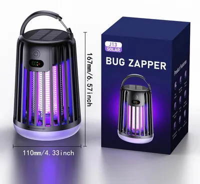 Produktbild von Elektrischer Mückenvernichter - UV-Lampe - Wiederaufladbarer Akku - Geräuscharm - Für Mücken und Fliegen - Schwarz
