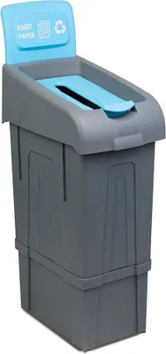 Produktbild von CHEFGASTRO Abfalleimer Mülltrennsystem Papiermüll | 80 Liter HxBxT 105x34x55cm | Recyclingstation Mülleimer Trennsystem | Grau/Blau