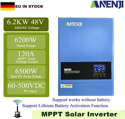 Obrázek produktu pro Solární střídač, připojení přes Wi-Fi, hybridní provoz, ANJ-6200W-48V, 220–240 V