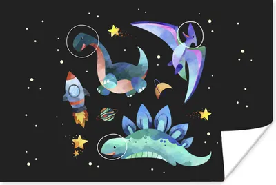 Produktbild von MuchoWow® Poster Sterne - Dinosaurier - Junge - Kinder - Kinder 120x80 cm - Bilder