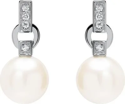Produktbild von Perlen Ohrstecker 14K Weißgold Diamanten