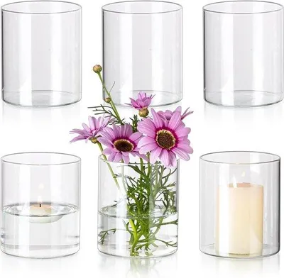 Produktbild von Klare Zylindervasen für Blumen - 10 X 85 Cm - 6er Set - Moderne Blumenvase für Dekoration
