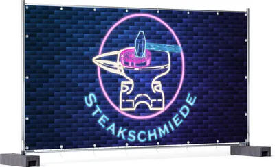 Produktbild von Wallario XXL Outdoor-Poster für Garten oder Balkon, Motiv Steakschmiede, in ca. 340 x 173 cm