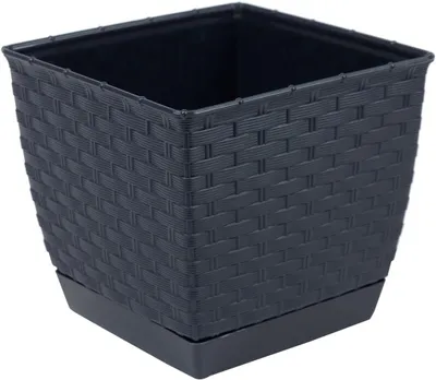 Productafbeelding van Vierkante Bloempot - Plantenbak - Planten Verpotten - Duurzaam Kunststof - 19 x 19 x 15.9 cm - Antraciet