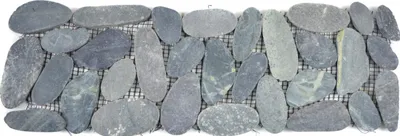 Produktbild von Flußkiesel schwarz Borde Bordüre Kiesel geschnitten schwarz 5 7 MOSBor-SK0202