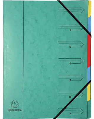 Image de Exacompta 12x Trieur agrafé avec élastiques 7 compartiments Vert 54073E
