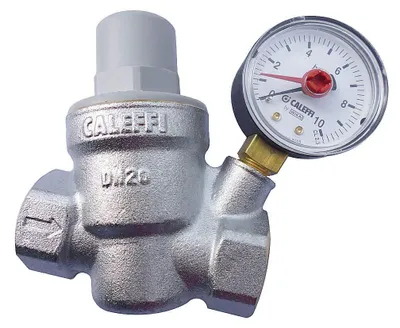 Druckminderventil 3/4" mit Manometer, Messing, verchromt