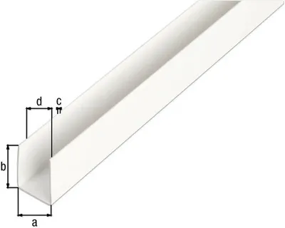 Produktbild von Alberts® U-Profil, Kunststoff, versch. Größen-2 m-Weiß-21 x 20 mm