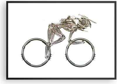 Produktbild von Gerahmtes Poster - Schwarzer Rahmen - Fahrrad Roboter Modern - 100x70 cm - Wand Bild - Wanddeko - Wandbilder - Wandposter - Bilderrahmen - Bilder - Kunstdruck - Wandbild - P2BAA100x70-4194